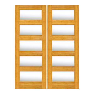 Xalivah - Five Panel Clear Glass Bamboo Home Interior Door